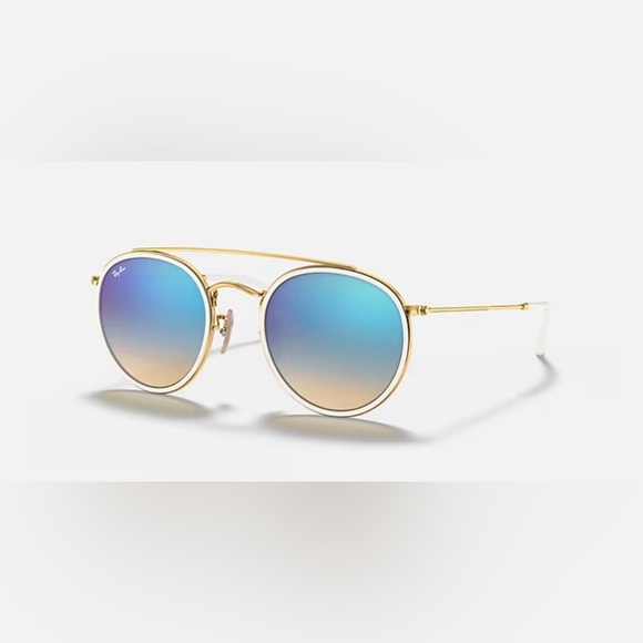 NWOT Ray-Ban Gold Frame Sunglasses with Blue Lenses main image 4